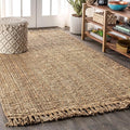 JONATHAN Y Handwoven Jute Fringe Natural Indoor Area Rug, 9x12, Pata, Bohemian, Rustic, Cottage, Easy-Cleaning for Living Room, Bedroom, Kitchen, Non-Shedding (NRF103A-9)