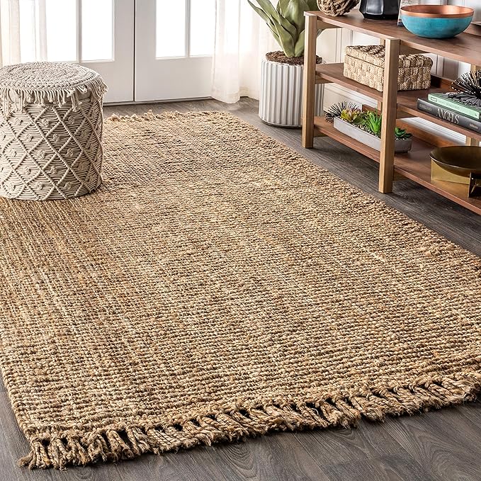 JONATHAN Y Handwoven Jute Fringe Natural Indoor Area Rug, 3x5, Pata, Bohemian, Rustic, Cottage, Easy-Cleaning for Living Room, Bedroom, Kitchen, Non-Shedding (NRF103A-3)