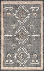 SAFAVIEH Kilim Collection Accent Rug - 4' x 6', Black & Ivory, Handmade Flat Weave Jute, Ideal for High Traffic Areas in Entryway, Living Room, Bedroom (KLM762Z)