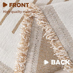 Boho Chenille Couch Cover for Dogs, Non Slip Sofa Cover, Couch Slipcover Covers for 3 Cushion, Furniture Protector with Tassels for Pets Washable, 71"x118", Curved Lines Beige