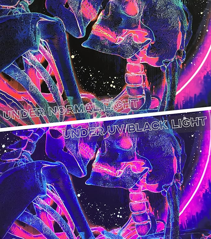 TUGCAY Blacklight Skull Tapestry Glow in the Dark Tapestry Kissing Lovers Tapestries Skeleton Neon Trippy Moon Stars Vertical Posters Wall Hanging Decor for Bedroom Aesthetic – 29.9” x 39.4”