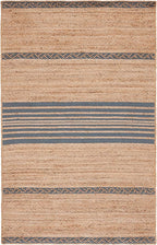 SAFAVIEH Natural Fiber Collection Area Rug - 5' x 8', Natural & Grey, Handmade Stripe Boho Farmhouse Rustic Braided Jute, Ideal for High Traffic Areas in Living Room, Bedroom (NFB262F)