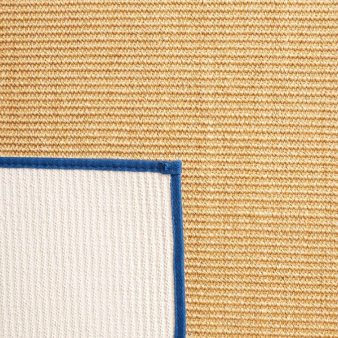 Martha Stewart x SAFAVIEH Area Rug Collection - 5' x 7', Natural & Navy, Sisal & Jute, Farmhouse Style, Ideal for Living Room, Bedroom, Office, Dining Space (MSR9501D)