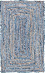 SAFAVIEH Area Rug 5x8 - Cape Cod Collection - Blue & Natural Brown, Handmade Jute & Cotton, Woven Braided Design (CAP202M)