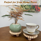 3 Pcs Small Wood Risers for Display,Mini 4 Inch Wooden Round Riser Famrhouse Pedestal Decor Succulent Potted Beaded Stand for Table Tiered Trays Home Kitchen Decoration (Mini Light Brown-3pack)