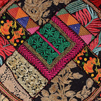 Rajasthani Handmade Colorful Decorative Floor Pillow Cover Meditation Patchwork Patchwork Cushion Seating Accent Boho Chic Indian Handmade Cover ONLY (Black Patchwork, 32x32 Inches)