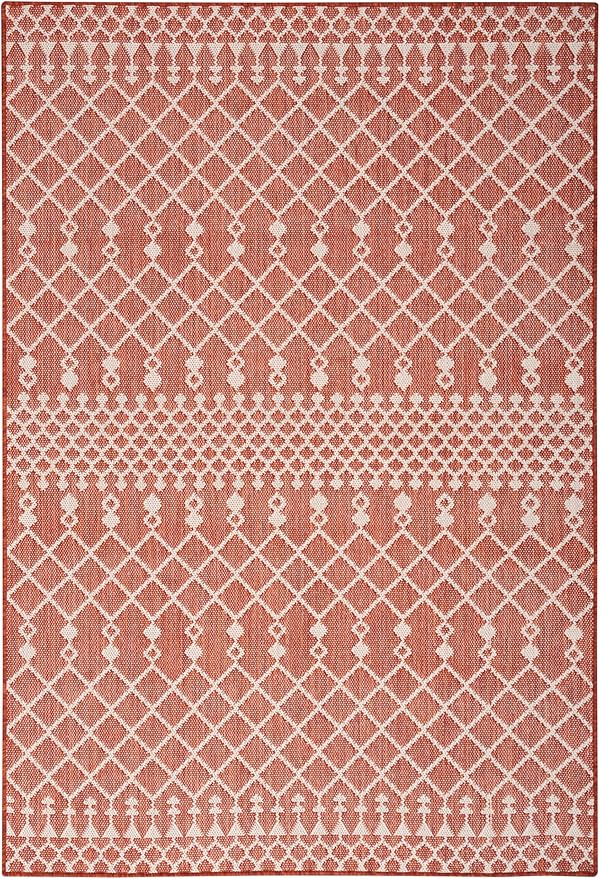 Nourison Home Positano Terracotta 7' x 10' Area Rug - Easy Clean, Non Shedding, Bed Room, Living Room, Dining Room, Kitchen (7' x 10')