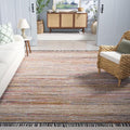 SAFAVIEH Area Rug 8x10 - Cape Cod Collection - Large - Pink & Beige, Handmade Denim & Jute, Ideal for Living Room, Bedroom, Office, Dining Space (CAP153U)