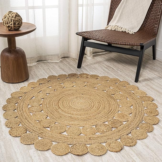 JONATHAN Y Bodhi Jute Hippie Circle Natural 5' Round Indoor Area Rug, Natural-Fibers, Geometric, Easy-Cleaning for Living Room, Bedroom, Kitchen, Pet Friendly, Non-Shedding (RNF104A-5R)