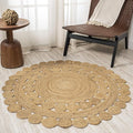 JONATHAN Y Bodhi Jute Hippie Circle Natural 5' Round Indoor Area Rug, Natural-Fibers, Geometric, Easy-Cleaning for Living Room, Bedroom, Kitchen, Pet Friendly, Non-Shedding (RNF104A-5R)