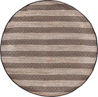 SAFAVIEH Natural Fiber Collection 7' Round Black/Natural NFB653Z Handmade Boho Farmhouse Rustic Jute & Cotton Jute Area Rug
