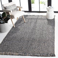 SAFAVIEH Natural Fiber Collection Accent Rug - 4' x 6', Charcoal & Natural, Handmade Woven Fringe Jute, Ideal for High Traffic Areas in Entryway, Living Room, Bedroom (NF826H)