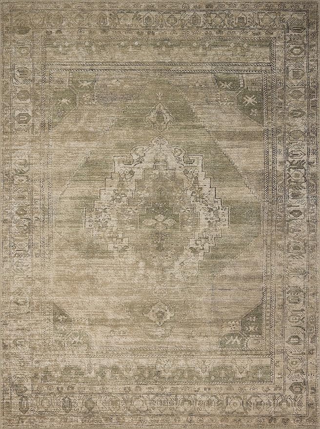 Loloi Amber Lewis Cambria Collection CBR-03 Sand/Olive 5'-0" x 7'-6" Area Rug Jute, Neutral, Vintage Style, Antique Tone, Living, Bedroom, Dining, Carpet