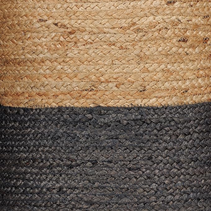 REDEARTH · Cylindrical Pouf Foot Stool Ottoman - Jute Braided Pouffe Poof Accent Sitting Footrest for Living Room, Bedroom, Nursery, Patio, Lounge - Set of 2 (14.5”X14.5”X16”; Natural Gray)