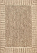 Nuloom Asha Light Brown/Ivory, 6'7" x 9', Casual, Striped Border, Soft and Cozy, High Traffic, Stain Resistant, Easy Clean, Durable Area Rug for Indoor/Outdoor Patio, Deck, Porch, Garden, Courtyard