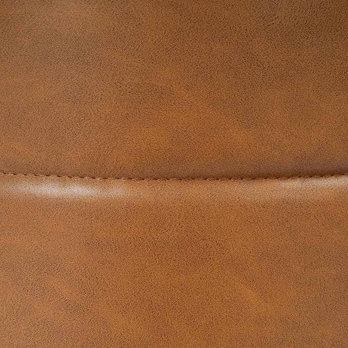 Spatial Order Upholstered Faux Leather Round Ottoman (No Lid, Seat Only) | Spatial Order Home Décor | Foot Rest Pouf – Camel Brown