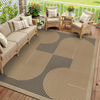 8x10 Modern Geometric Easy Jute Area Rug for Living Room Large Washable Indoor Outdoor Carpet Farmhouse Patio Office Mat Geometric Line Non Slip Black Carpet for Backyard Dining Room