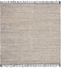 SAFAVIEH Vintage Leather Collection Area Rug - 6' Square, Silver, Handmade Boho Fringe Leather & Jute, Ideal for High Traffic Areas in Living Room, Bedroom (VTL203G)
