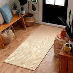 Jute Cotton Geomatric Area Runner Rug 2x6 Feet - Natural White, Reversible Boho Beige Ivory Runners Ideal for Hallways, Kitchen, Laundry Room | Farmhouse Decorative Costal Decor Floor Mats for Nursary