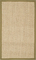 SAFAVIEH Area Rug 2x3 - Natural Fiber Collection - Natural & Olive Green, Seagrass, Basketweave Pattern with Border (NF114G)