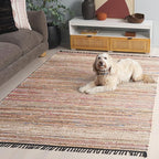 SAFAVIEH Cape Cod Collection Area Rug - 6' x 9', Pink & Beige, Handmade Denim & Jute, Ideal for The Living Room, Dining, Bedroom (CAP153U)