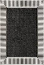 Nuloom Asha Black/Ivory, 8' x 10', Casual, Striped Border, Soft and Cozy, High Traffic, Stain Resistant, Easy Clean, Durable Area Rug for Indoor/Outdoor Patio, Deck, Porch, Garden, Courtyard