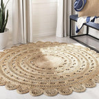 SAFAVIEH Natural Fiber Collection Area Rug - 3' Round, Natural, Handmade Boho Charm Braided Jute, Ideal for High Traffic Areas in Living Room, Bedroom (NF805B)