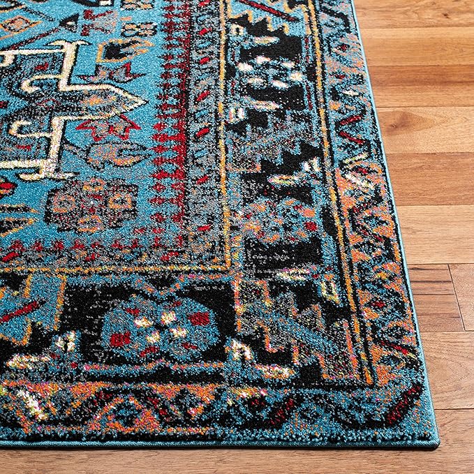 SAFAVIEH Area Rug 8x10 - Vintage Hamadan Collection - Large - Light Blue & Black, Traditional Persian Design, Non-Shedding & Easy to Clean, Ideal for Living Room, Bedroom, Dining Space (VTH211M)