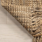 Nuloom Daniela Natural, 6' Square, Handmade, Jute, Tassel, Soft and Textured, High Traffic, Stain Resistant, Easy Clean, Durable Area Rug for Bedroom, Living Room, Dining Space, Foyer, Entryway