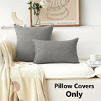 Home Brilliant Dark Gray Pillow Covers Textured Linen Throw Cushion Covers for Couch Bench Sofa, 20x20(50cm), Dark Grey