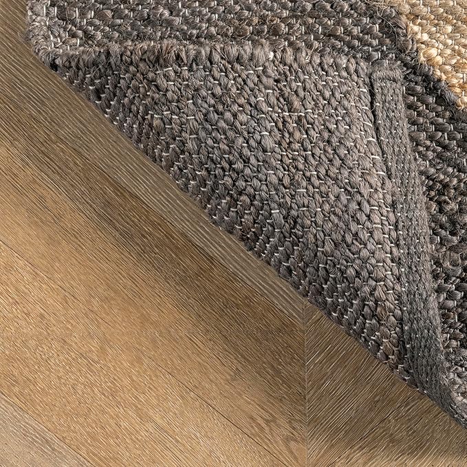 nuLOOM Pandora Diamond Jute Area Rug - 2x6 Jute Runner Rug Global Inspired Black/Ivory Rugs for Dining Room Rug Neutral Rug Living Room Rug Entryway Hallway Kitchen