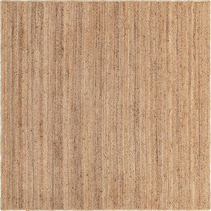 Unique Loom Braided Jute Collection Area Rug - Dhaka (8' Square, Natural)