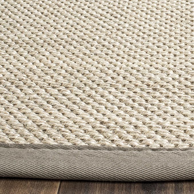 SAFAVIEH Area Rug 9x12 - Natural Fiber Collection - Large - Marble & Khaki, Sisal, Woven Design with Border (NF143E)