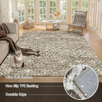 RUGSURE Washable Area Rugs, 5' x 7' - 1/6 Thick - Stain & Water Resistant Non-Slip - Perfect Resistant Rug for Living Room, Bedroom, Nursery, Pet & Child Friendly, Vibrant Colors Rugs, Brown