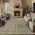 Light Brown Area Rug 6x9 Vintage Washable Indoor Door Mat Living Room Carpet Tribal Distressed Retro Accent Throw Rug for Office Dining Room Bathroom Faux Wool