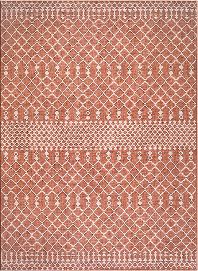Nourison Home Positano Terracotta 9' x 12' Area Rug - Easy Clean, Non Shedding, Bed Room, Living Room, Dining Room, Kitchen (9' x 12')