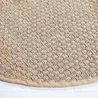 Safavieh Area Rug 12' Round - Natural Fiber Collection - Large - Natural & Beige, Seagrass, Basketweave Pattern with Border (NF114A)