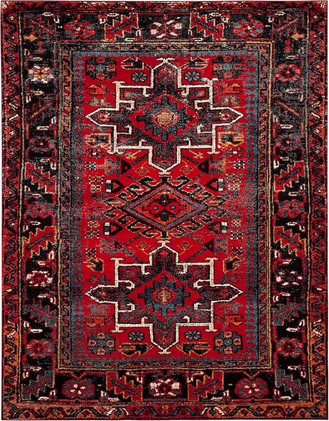 SAFAVIEH Vintage Hamadan Collection Area Rug - 10'6" x 14', Red & Multi, Traditional Persian Design, Non-Shedding & Easy to Clean, Ideal for Living Room, Bedroom, Dining Space (VTH211A)
