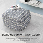 Anji Mountain Pouf Ottoman Foot Rest, Handmade Ottoman Pouf, Comfortable Foot Stool, Decorative Floor Seating for Living Room Decor, Bedroom & Home Décor Accent - Malibu