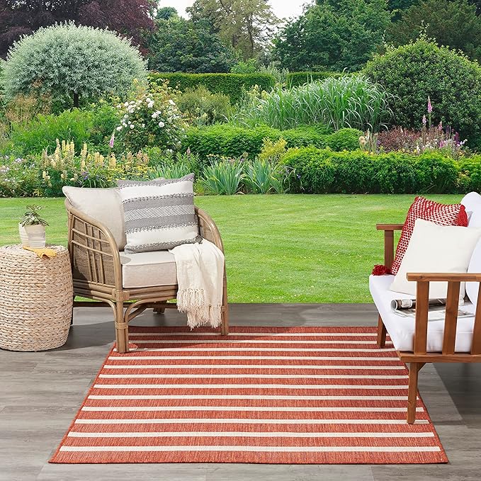 Nourison Home Positano Terracotta Ivory 5' x 7' Area Rug - Easy Clean, Non Shedding, Bed Room, Living Room, Dining Room, Kitchen (5' x 7')