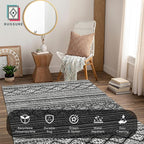 RUGSURE Washable Area Rugs 4' x 6' - 1/6 Thick - Moroccan-Inspired -Stain & Water Resistant Non-Slip - Resistant Rug for Living Room, Bedroom, Nursery, Pet & Child Friendly (Black)