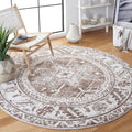 SAFAVIEH Vintage Hamadan Collection Area Rug - 6'7" Round, Brown & Ivory, Traditional Persian Design, Non-Shedding & Easy to Clean, Ideal for Living Room, Bedroom, Dining Space (VTH211T)
