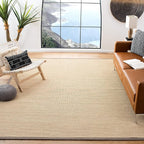 SAFAVIEH Area Rug 11x15 - Natural Fiber Collection - Large - Maize & Grey, Sisal, Woven Design with Border (NF141G)