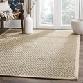 SAFAVIEH Area Rug 5x7 - Natural Fiber Collection - Natural & Beige, Seagrass, Basketweave Pattern with Border (NF114A)
