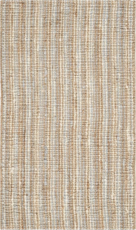 SAFAVIEH Area Rug 3x5 - Natural Fiber Collection - Grey & Natural Brown, Handmade Jute, Farmhouse Style, Chunky Textured Thick Pile (NF447K)