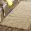 SAFAVIEH Natural Fiber Collection Runner Rug - 2'6" x 12', Natural & Olive Green, Seagrass, Basketweave Pattern with Border (NF114G)