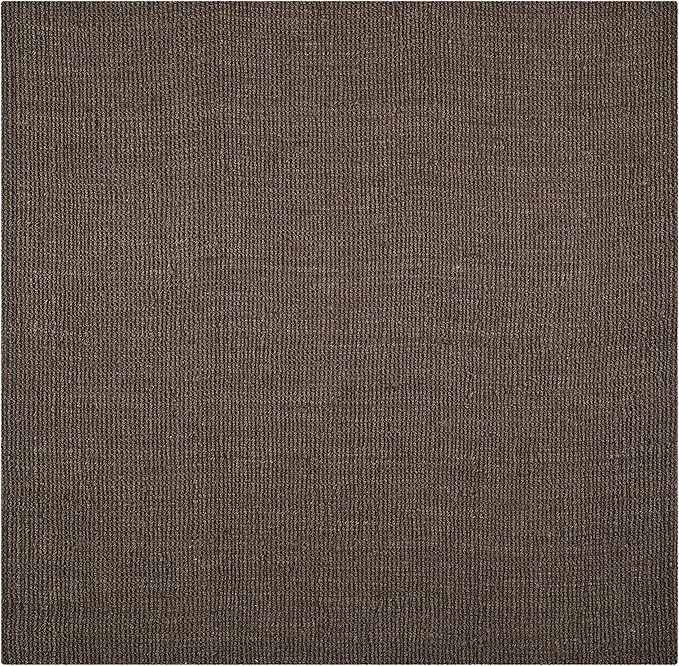 SAFAVIEH Area Rug 6' Square - Natural Fiber Collection - Brown, Handmade Jute, Farmhouse Style, Chunky Textured Thick Pile (NF447D)