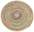 · REDEARTH · Jute Cotton Chindi Area Rug - 3' Round Rug, Handwoven, Non-Shedding, Soft & Durable – Multi Tones for Home Décor in Living Room, Dining Room, Bedroom