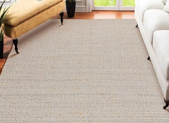 Savi Home Jute Cotton Rug 6'x9' ft – Hand Woven Soft Cotton Jute Area Rug, Natural Farmhouse Décor for Living Room, Rustic Vintage Boho Style Carpet