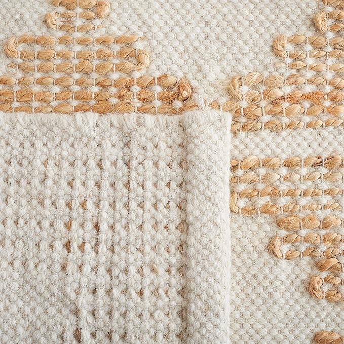 SAFAVIEH Natural Fiber Collection Runner Rug - 2'3" x 8', Ivory & Natural, Handmade Farmhouse Jute & Wool, Ideal for High Traffic Areas in Living Room, Bedroom (NF511A)